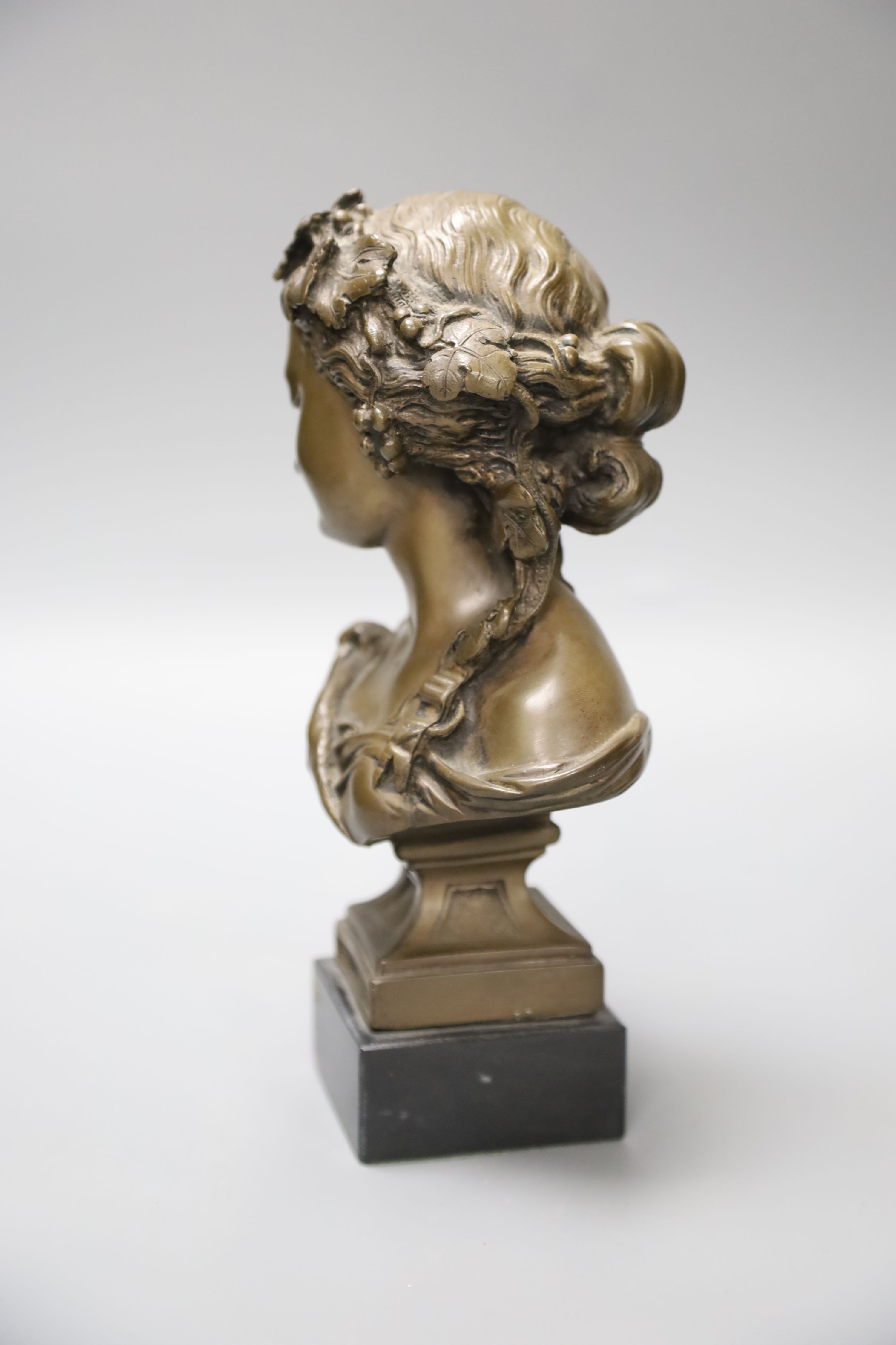 A bronzed composition bust of a lady, height 25cm